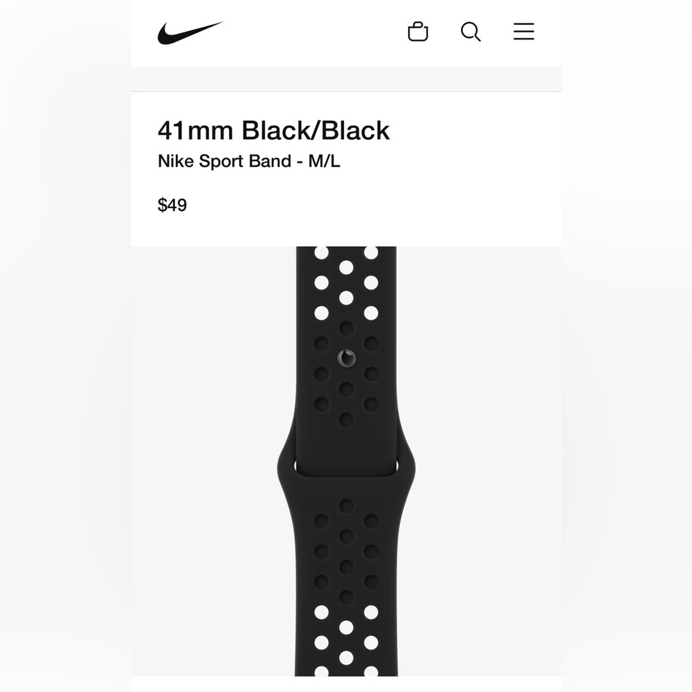 Apple Watch 7 (41mm) Nike Sport Band - M/L Black